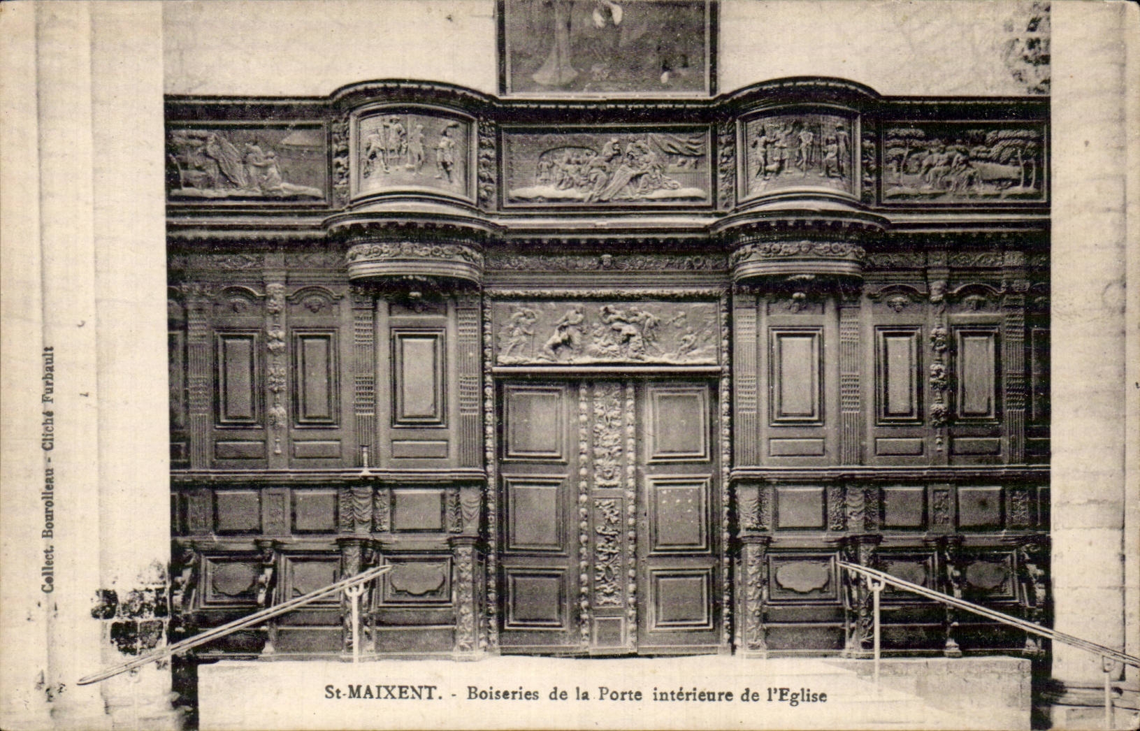 CPA St Maixent Boiseries de la porte interieure de l'eglise