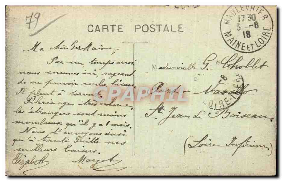 Loublande (Deux-Sèvres) — Couvent de Claire Ferchaud, chapelle bénie et inaugurée le 12 juin 1918 — Verso