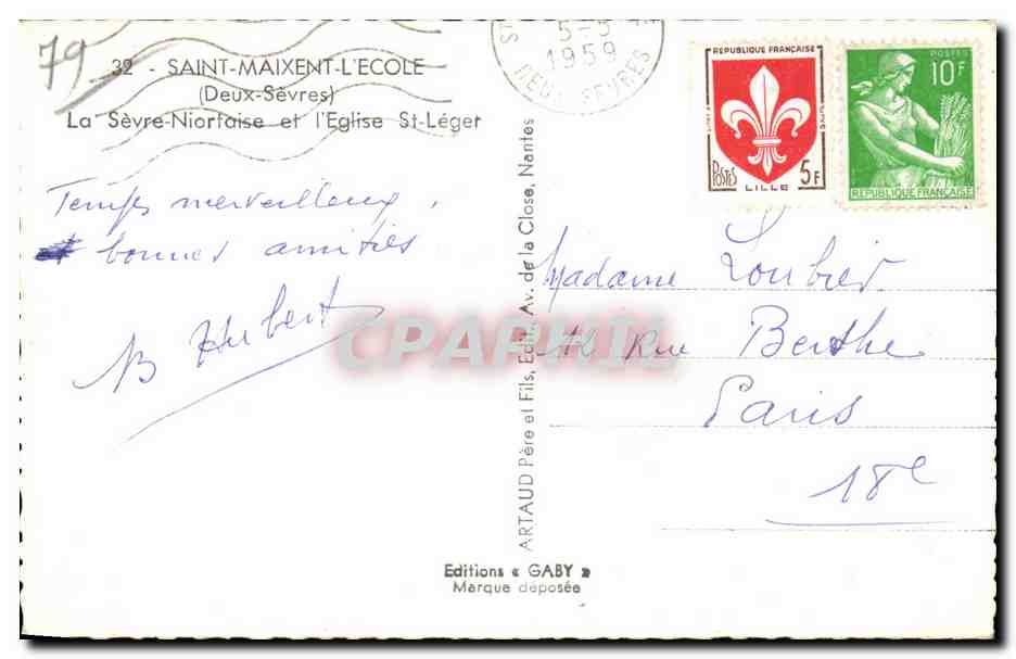 Saint-Maixent-l'École — La Sèvre-Niortaise et l'Église St-Léger — Éditions Gaby — Verso