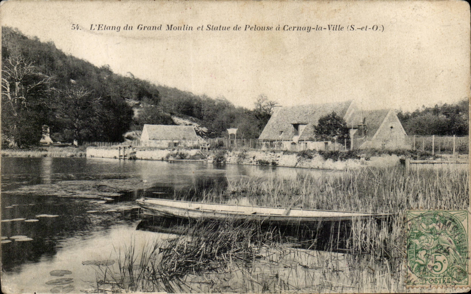 Der See des Großen Mühlen und die Statue der Wiese in Cernay-la-Ville (S.-et-O.) — Nr. 54 — Verlag A. Bourdier, Versailles