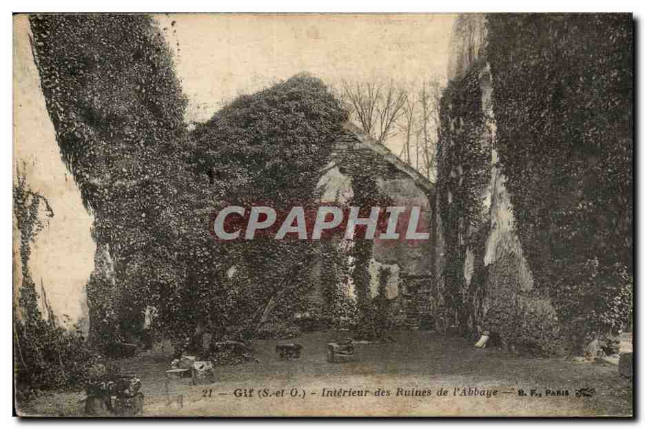 Gif CPA Interieur des ruines de l'abbaye