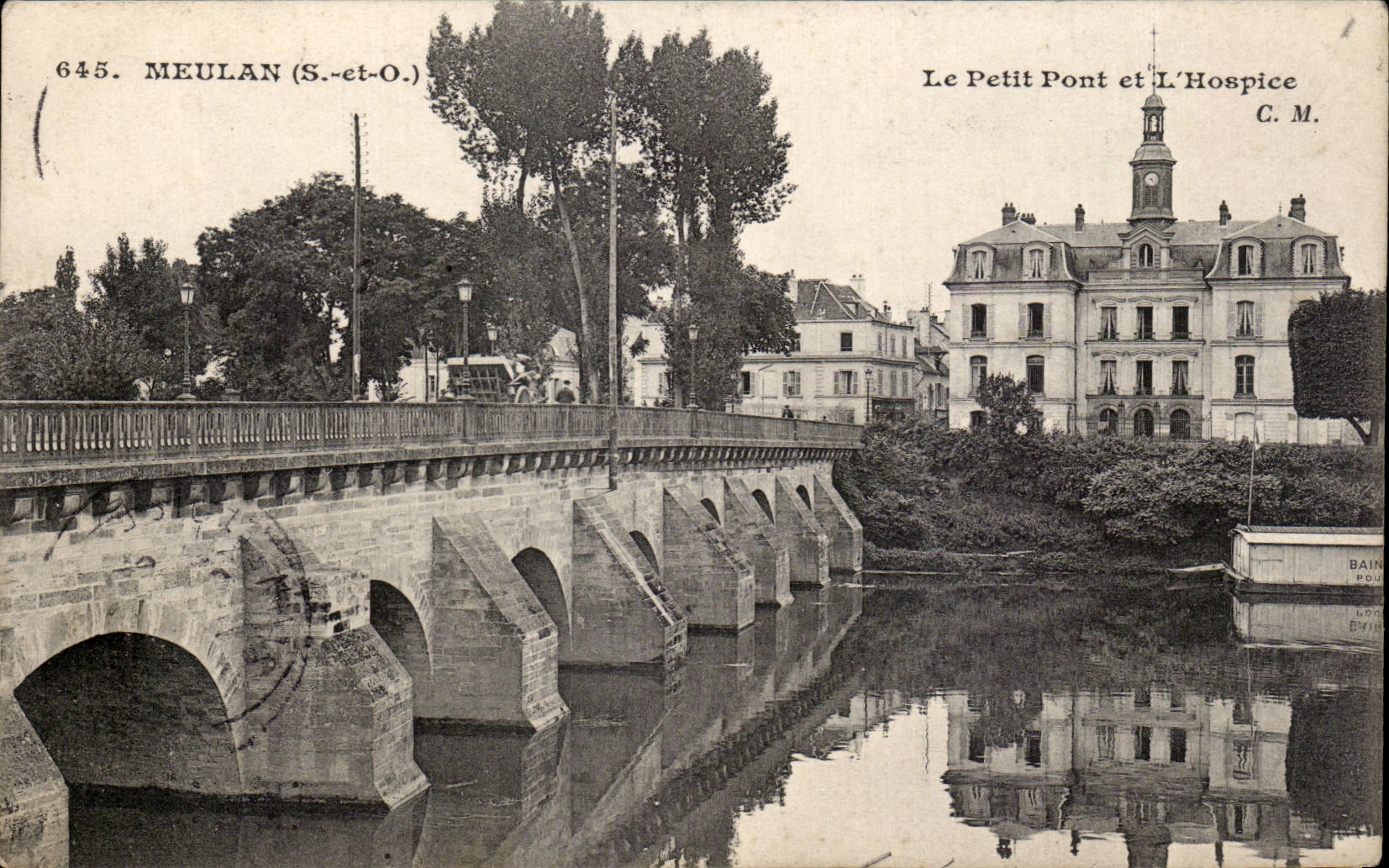 CPA Meulan Le petit pont et l'hospice