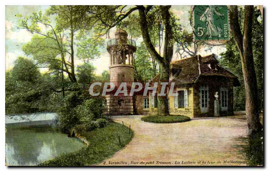 CPA Versailles Parc du petit Trianon La laiterie et la tour de Marlborough