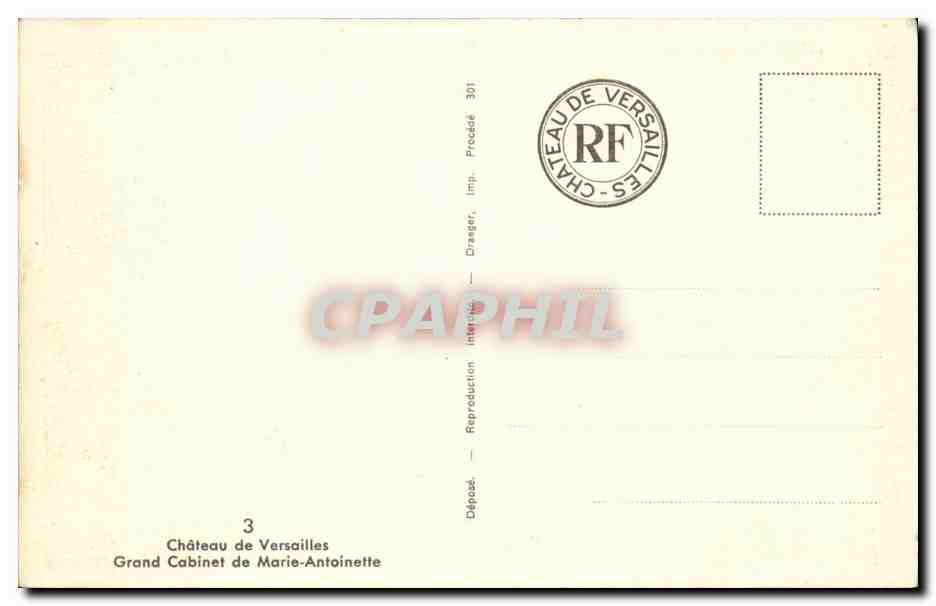 CPA Versailles Chateau Grand cabinet de Marie Antoinette — Verso
