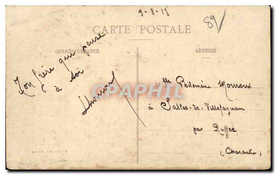 Avallon — vue panoramique en collage — Pothain, édit., Avallon — Verso