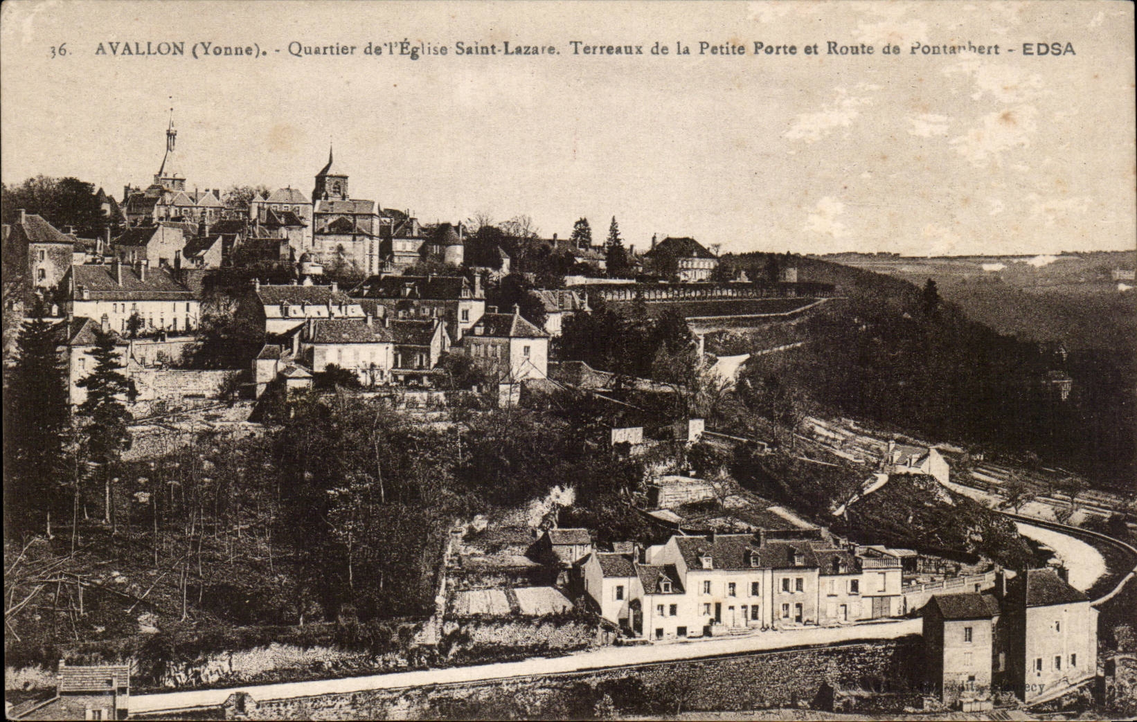 Avallon (Yonne) - Quartier de l'Église Saint-Lazare. Terreaux de la Petite Porte et Route de Pontanbert - EDSA