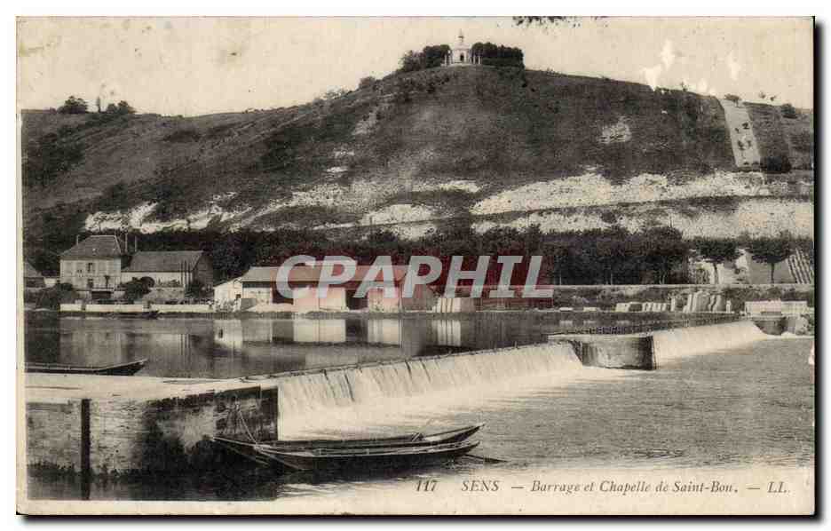 CPA Sens Barrage et chapelle Saint Bon