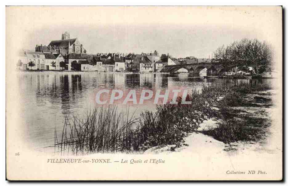 Villeneuve-sur-Yonne — Les Quais et l'Église — Collections ND Phot. n°16