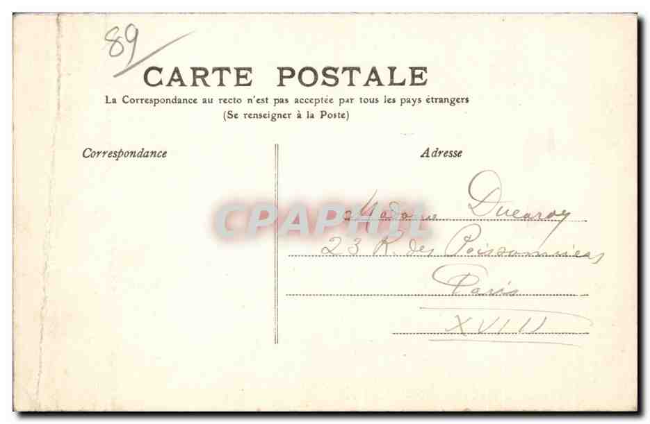 Avallon — Alte Turm auf der Rue de la Fontaine Neuve — M.J.T. 108 — Rückseite