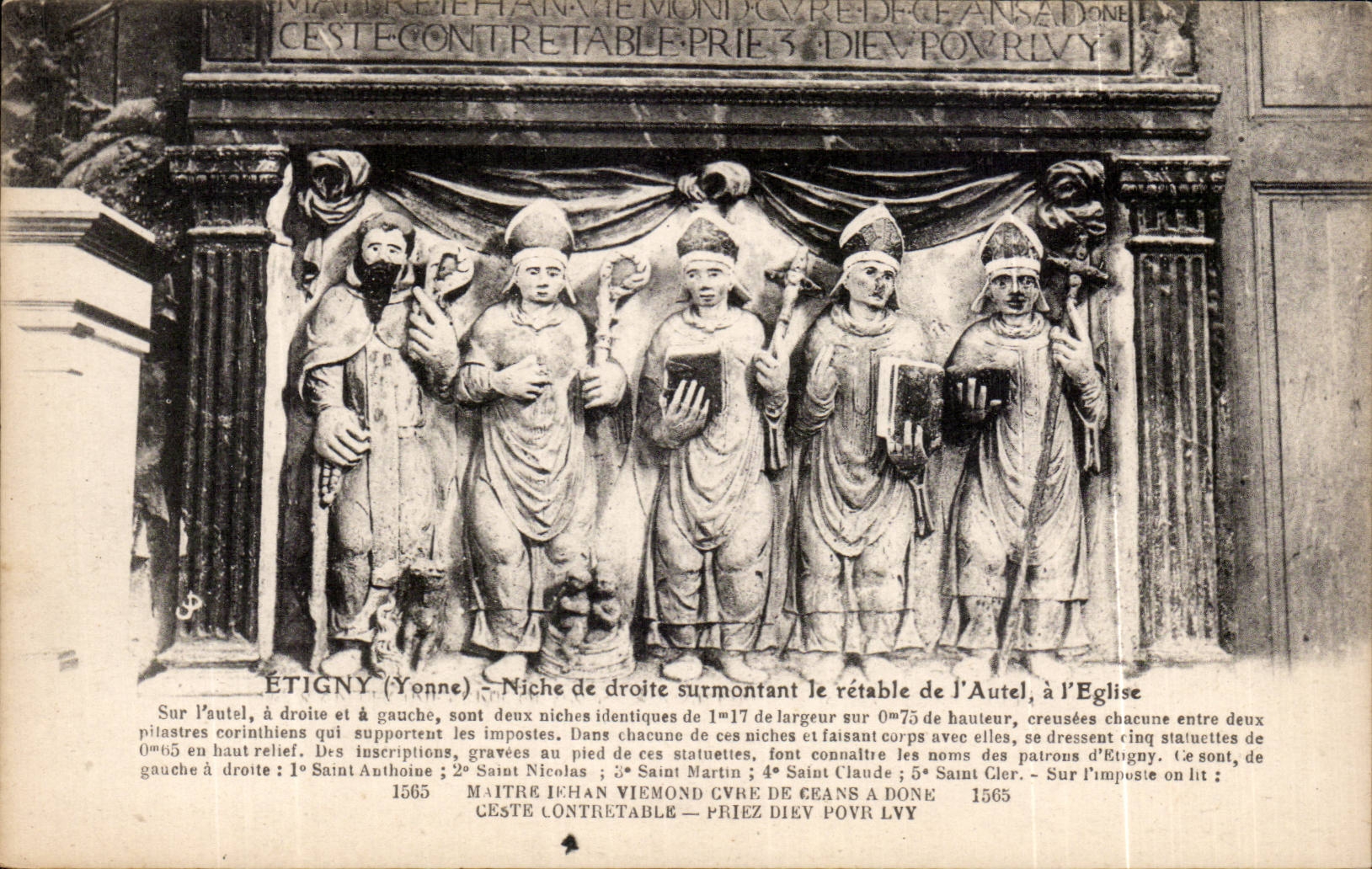 CPA Etigny Niche de droite surmontant le retable de l'autel a l'eglise