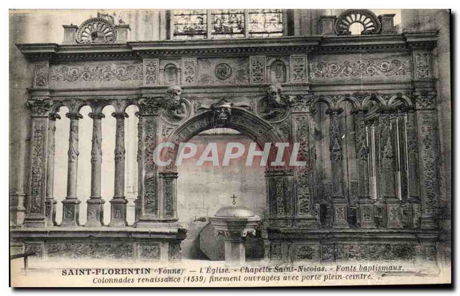 CPA Saint Florentin l'eglise Chapelle Saint Nicolas Fonts baptismaux