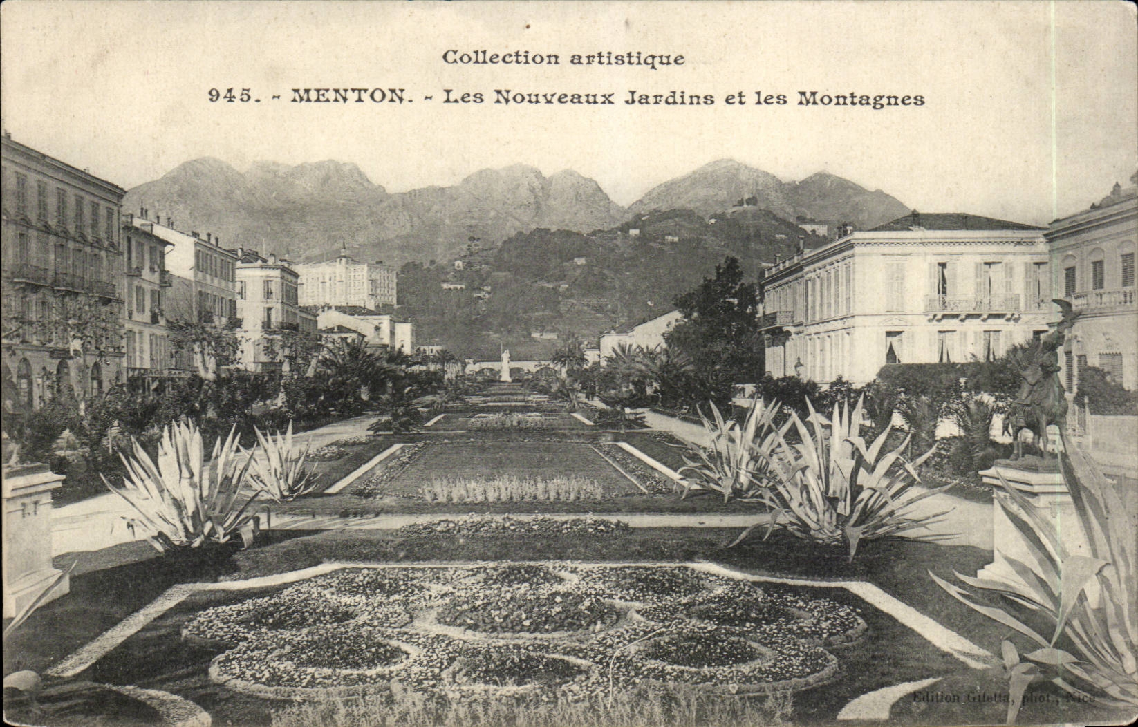CPA Menton Les nouveaux jardins et les montagnes