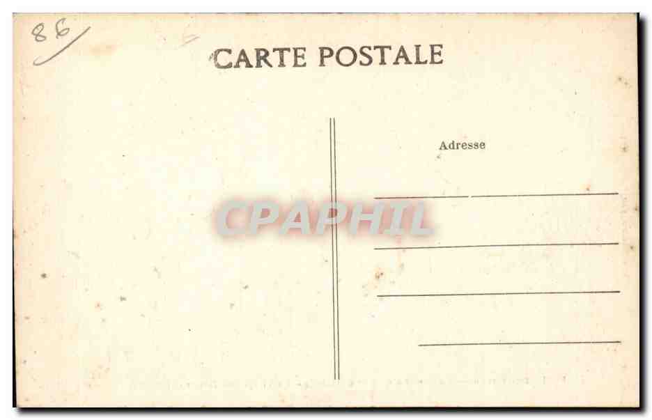 Poitiers (Vienne) — La Caserne du 109e d'artillerie — La Vierge des Dunes et l'Hôpital Pasteur — Jules Robuchon, phot. Poitiers 1904 — Rückseite