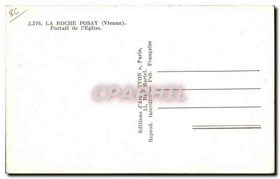CPA la Roche Posay Portail de l'eglise — Rückseite