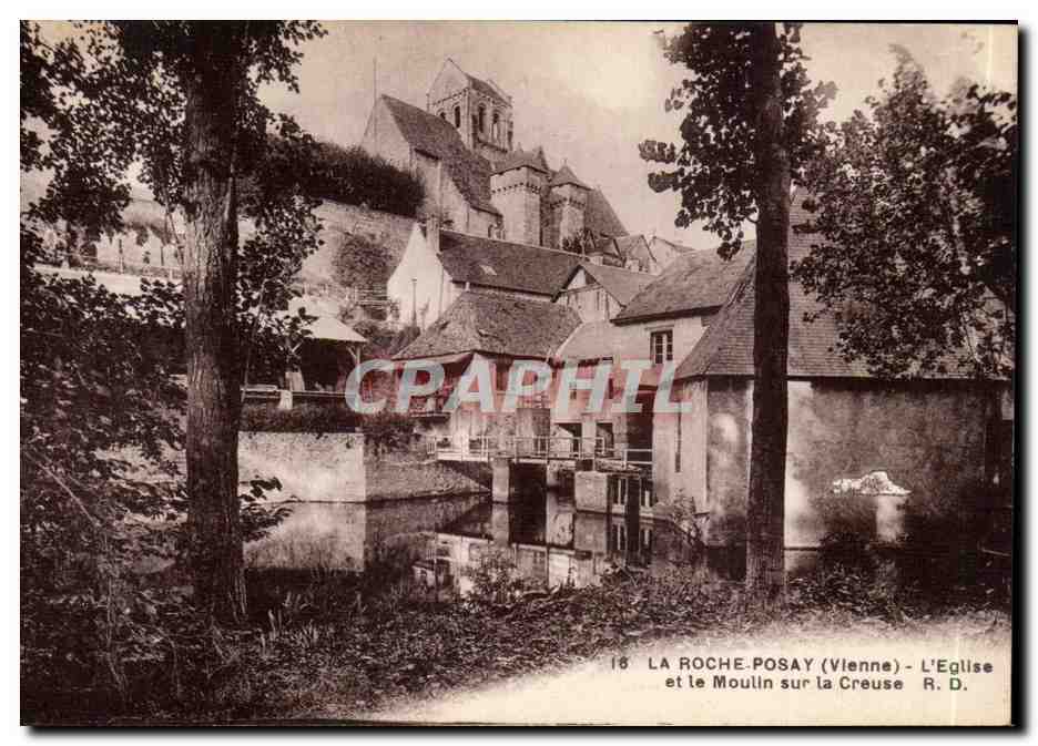 La Roche-Posay (Vienne) — L'Église et le Moulin sur la Creuse — R.D.