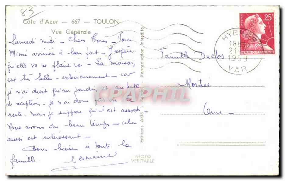 Toulon CPSM Vue generale — Verso