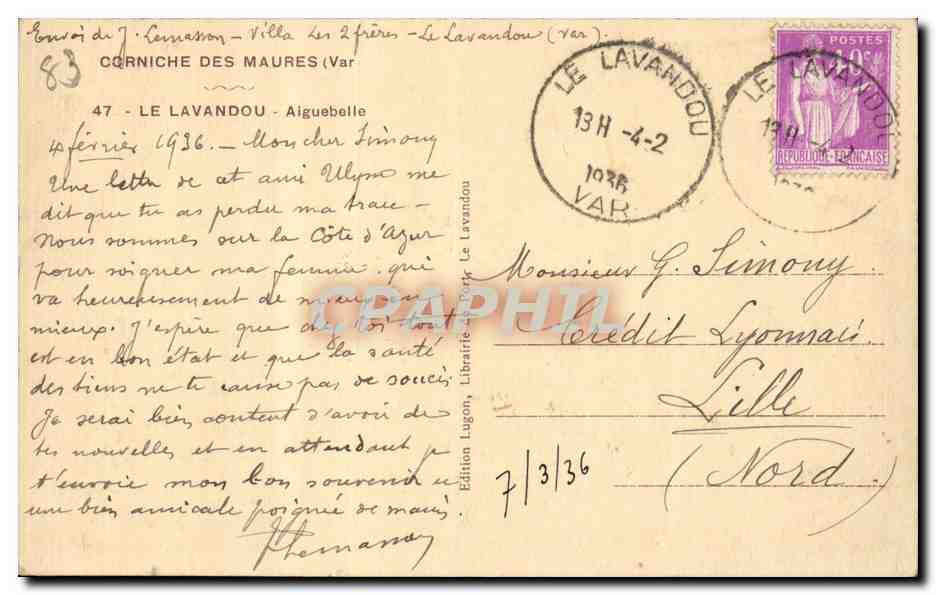 CPA Le Lavandou Aiguebelle — Back