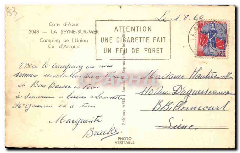 CPSM La Seyne sur Mer Camping — Rückseite