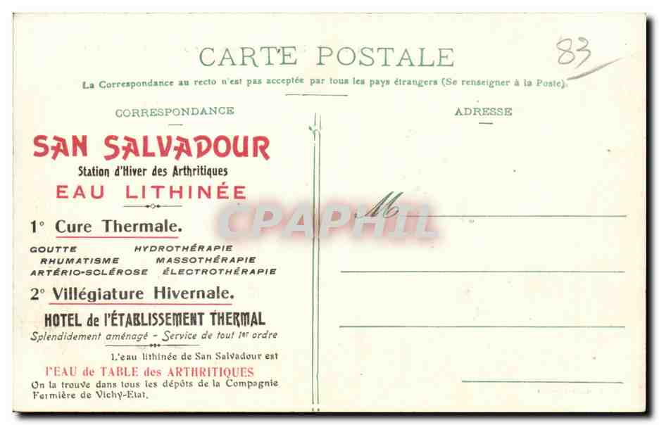 Hyères — Station hivernale de San-Salvadour — Édition Poullan, Hyères — Verso