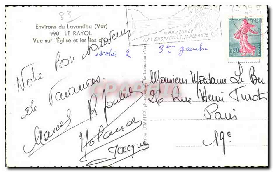 Ansicht der Kirche und der Inseln Spaniens — Umgebung von Lavandou (Var) — Edition Lénaire — Rückseite