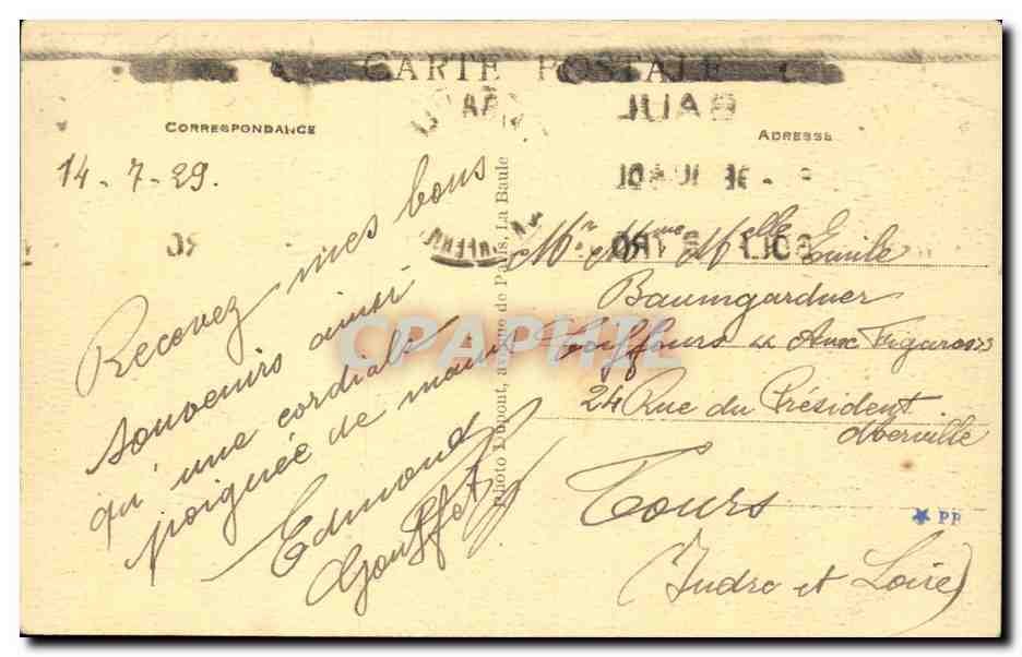 CPA La Baule les pins Hotel de l'hermitage — Rückseite