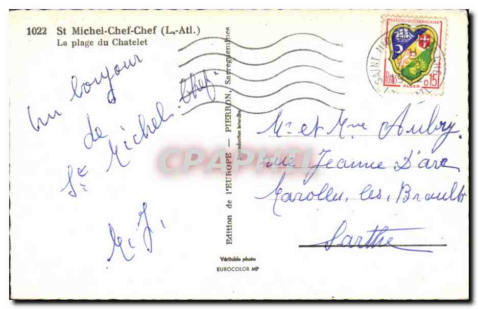 CPSM St Michel Chef Chef La plage du Chatelet — Rückseite
