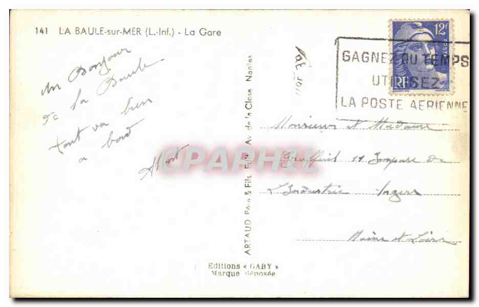 CPA La Baule sur Mer La gare — Back