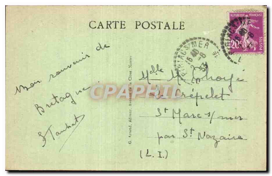 CPA Piriac Rochers de la grotte a Madame — Rückseite