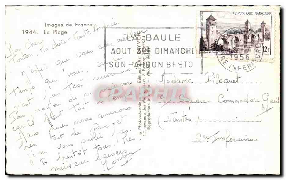 CPA La Baule  — Verso