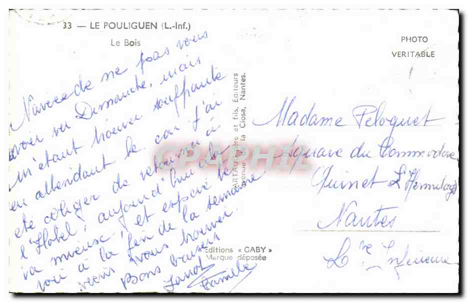 CPA Le Pouliguen Le bois — Rückseite