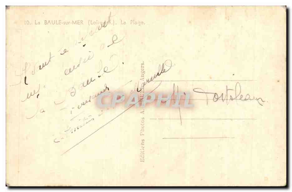 CPA La Baule sur mer La plage — Verso