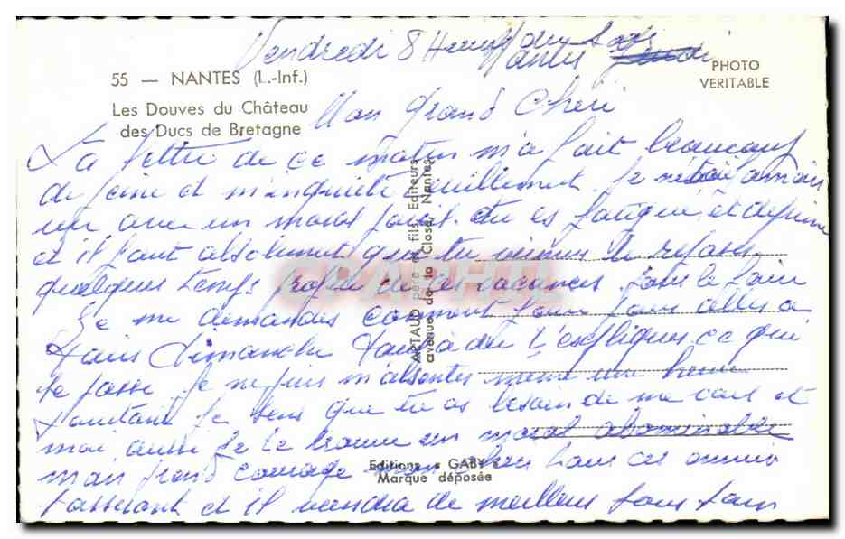 CPA Nantes Les douves du chateau des Ducs de Bretagne — Rückseite