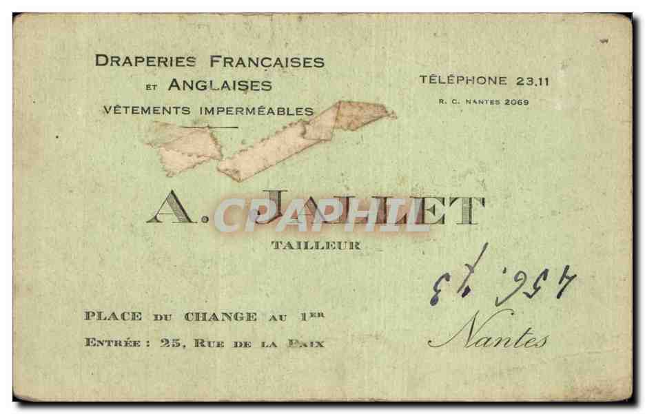 Armes et Cycles Arquebustier — Nantes — Éditeur : A. Japhil — Verso
