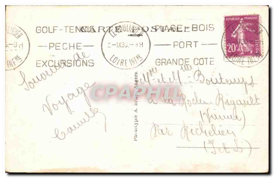 CPA Le Pouliguen Le pont du diable Passage tres dangereux — Rückseite