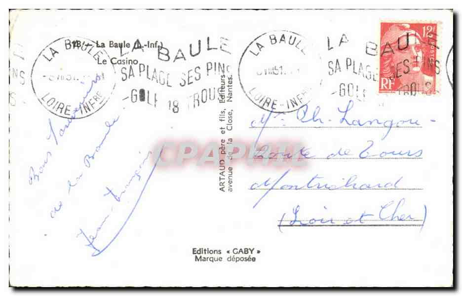 CPA La Baule sur Mer le casino — Verso