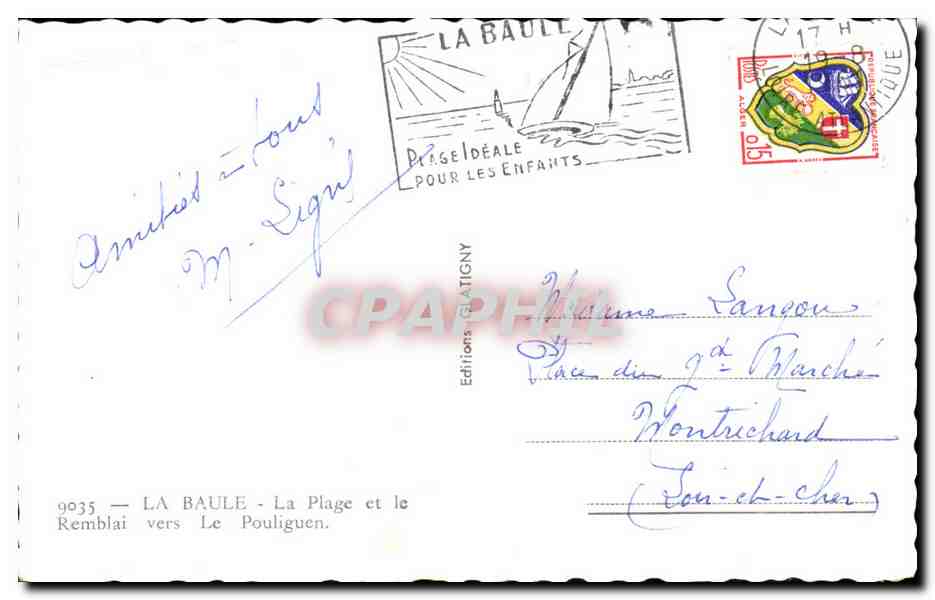 CPA La Baule sur Mer La plage et le remblai vers le Pouliguen — Verso