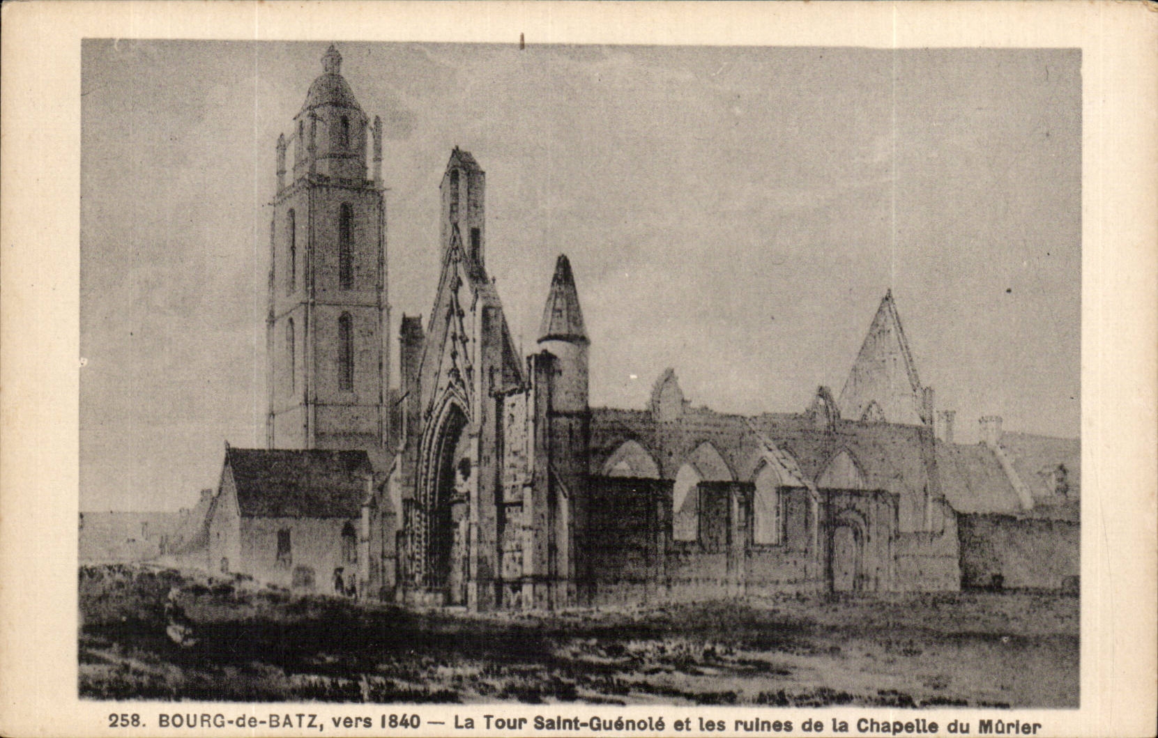 CPA Bourg de Batz La Tour Saint Guenole et les ruines de la chapelle du Murier