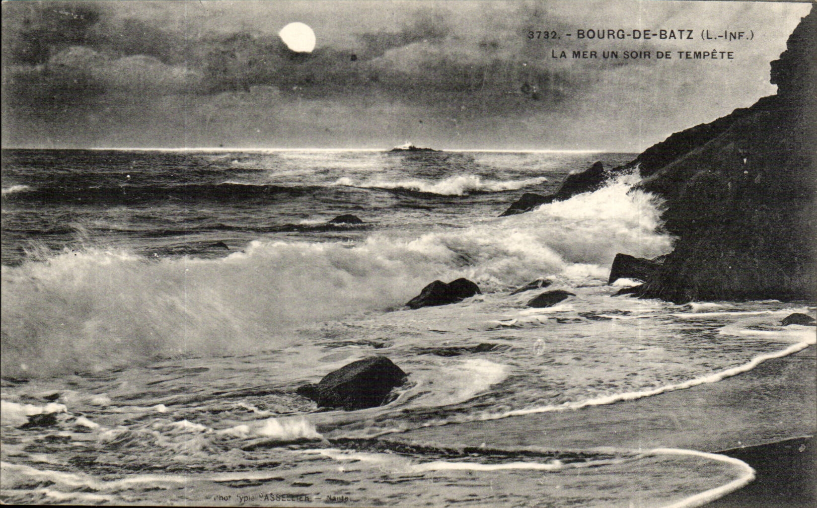 CPA Bourg de Batz La mer un soir de tempete
