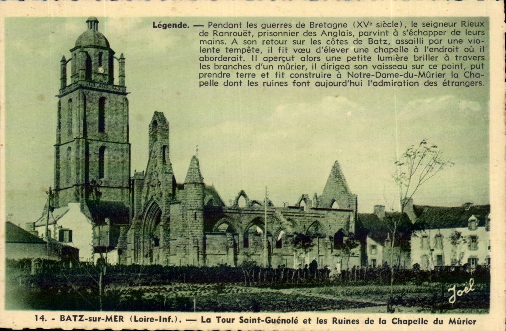 CPA Batz sur Mer La Tour Saint Guenole et les ruines de la chapelle du Murier