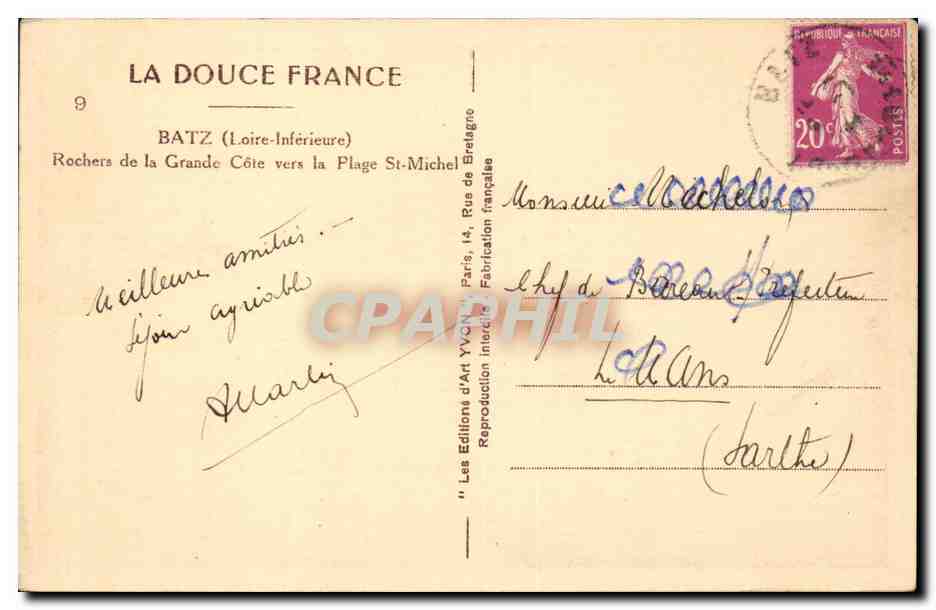 CPA Bourg de Batz Rochers de la grande cote vers la plage St Michel — Back