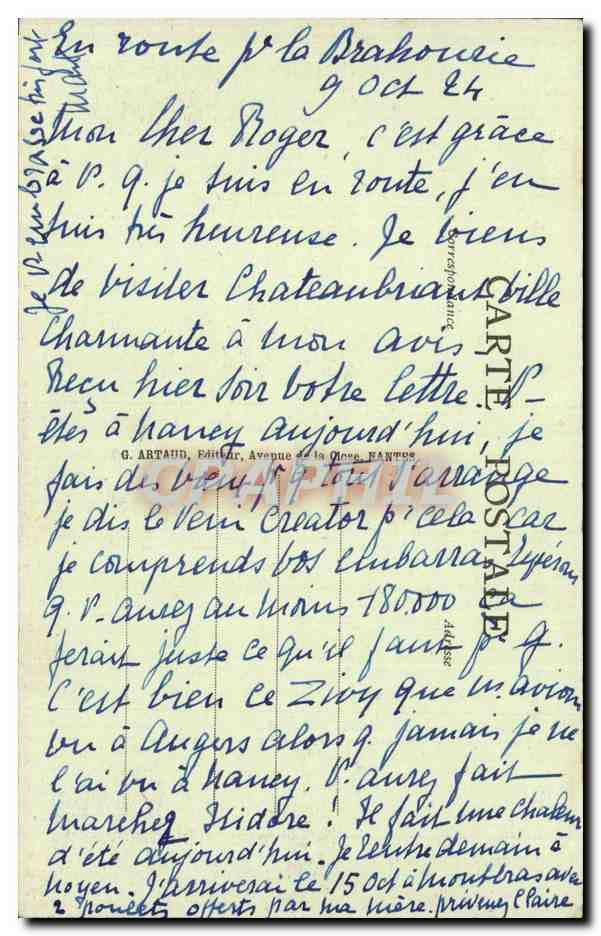 Chateaubriant CPA Le chateau Jardinier — Back