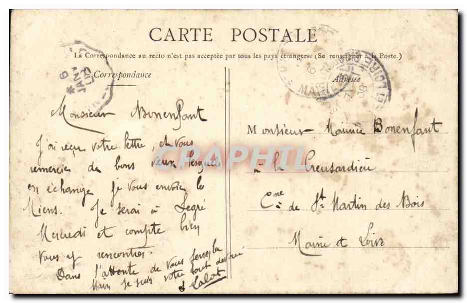 Chateaubriant CPA Grand logis et donjon du chateau fort — Rückseite
