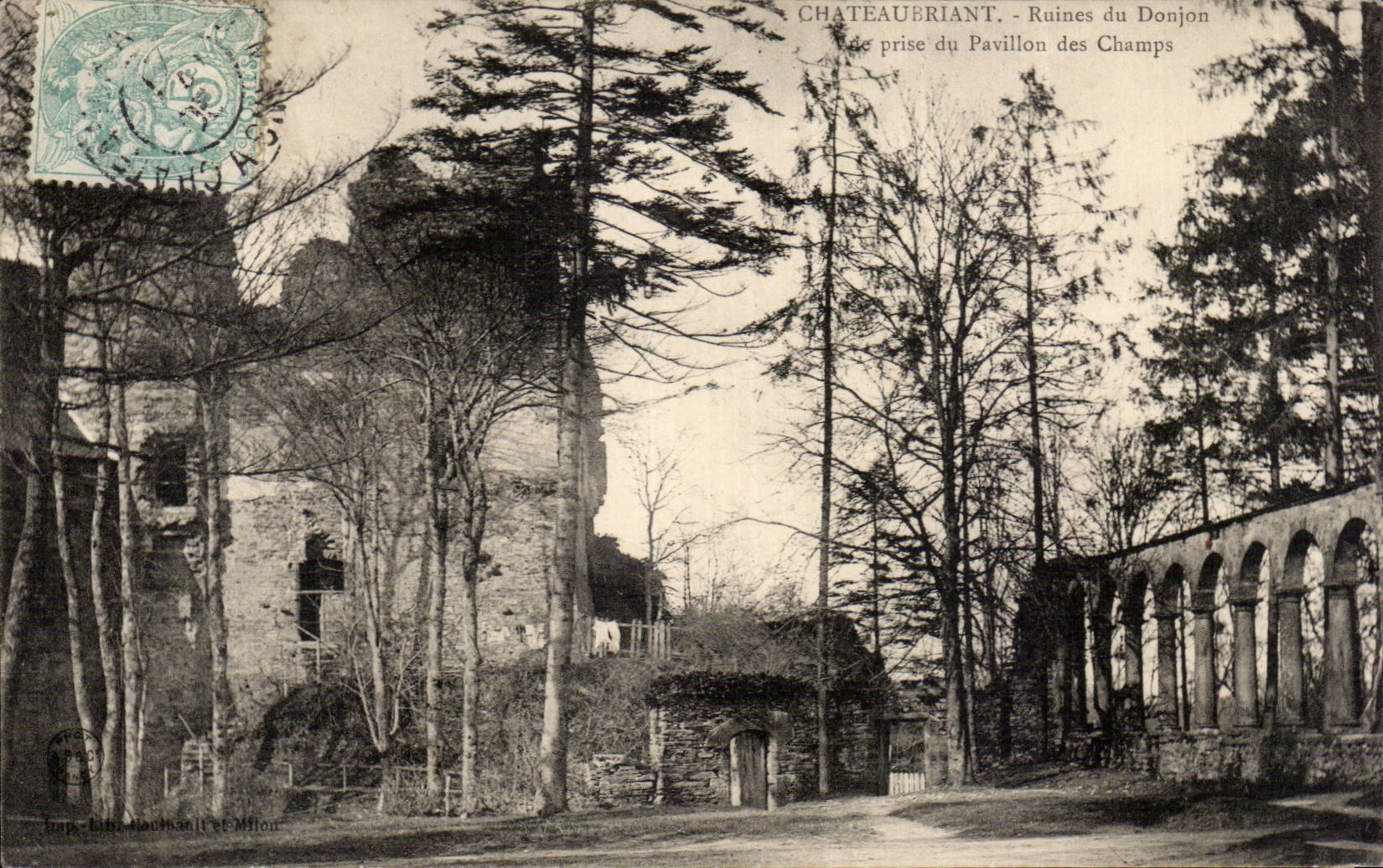 Chateaubriant CPA Ruines du donjon Vue prise du pavillon des Champs