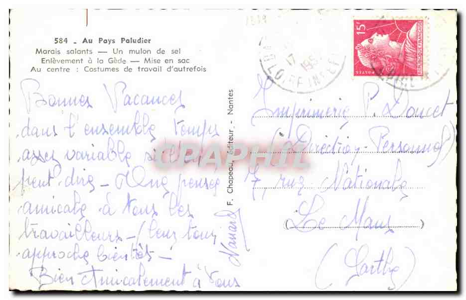 CPSM Au pays paludier Batz Guerande Le Pouliguen Le Croisic — Rückseite