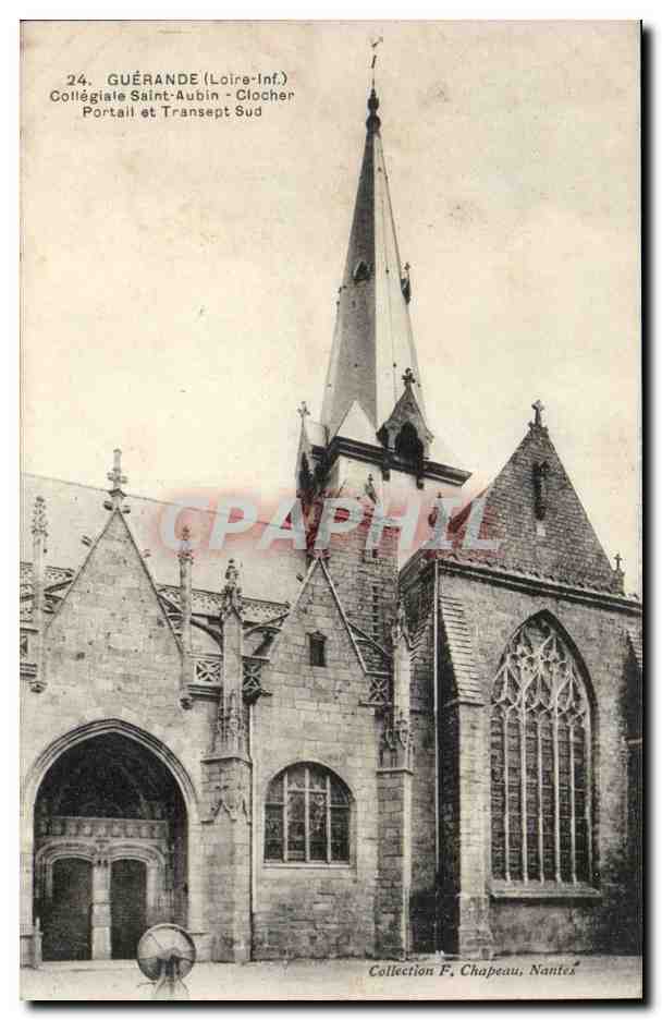 CPA Guerande Collegiale Saint Aubin clocher Portail et Transept sud