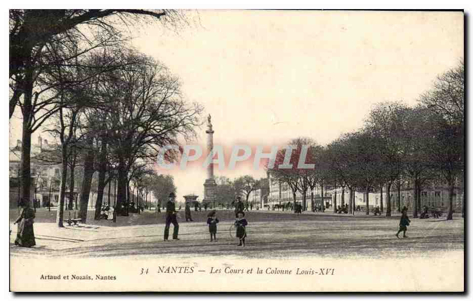 CPA Nantes Les cours et la colonne Louis XVI