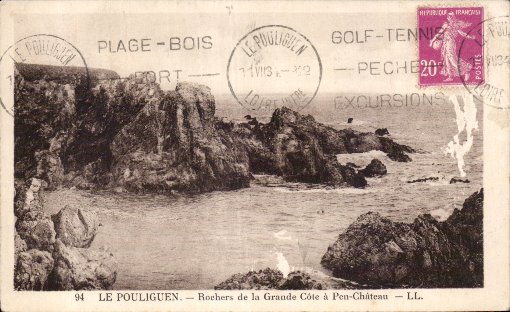 CPA Le Pouliguen Rochers de la grand cote a Pen Chateau