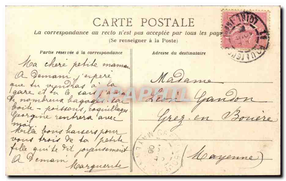 CPA Le Bourg de Batz Les rochers — Back