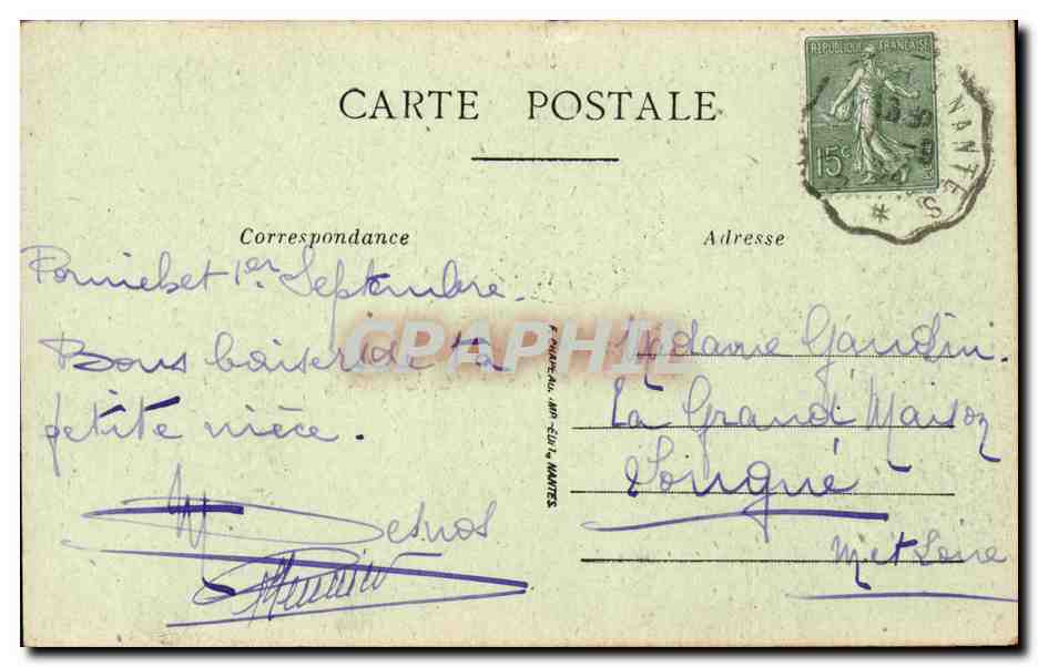 CPA Guerande Collegiale St Aubin Grand vitrail du choeur au centre le couronnement de la vierge — Rückseite