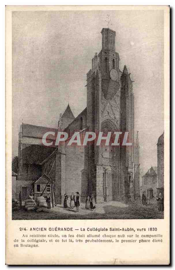CPA Guerande La collegiale Saint Aubin vers 1830